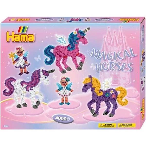 HAMA presentförpackning - Magic Horses - 4000 pärlor + 2 tallrikar - Kreativ leksak för barn från 5 år och uppåt Flerfärgad