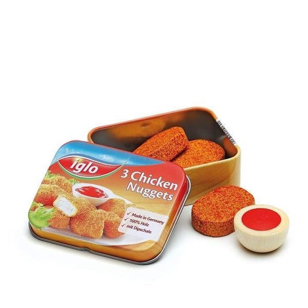 Erzi träimitationsspel - Iglo chicken nuggets i en metalllåda - 15160 Röd