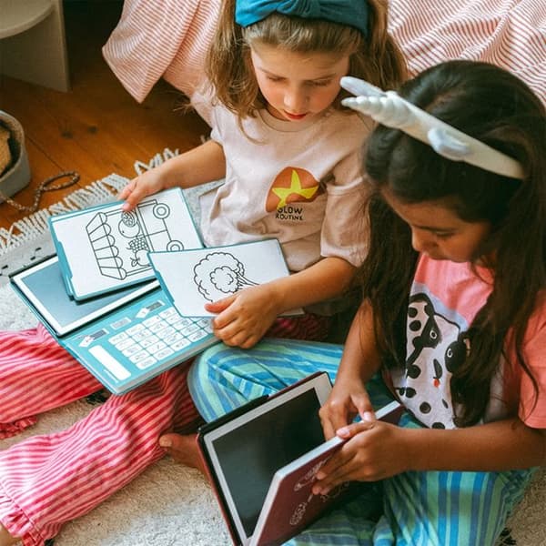Tegneplade til børn LCD - KIDYWOLF - Kidydraw Mini - Turkis - 8,2 tommer - 30 tegninger til at overføre Turkos