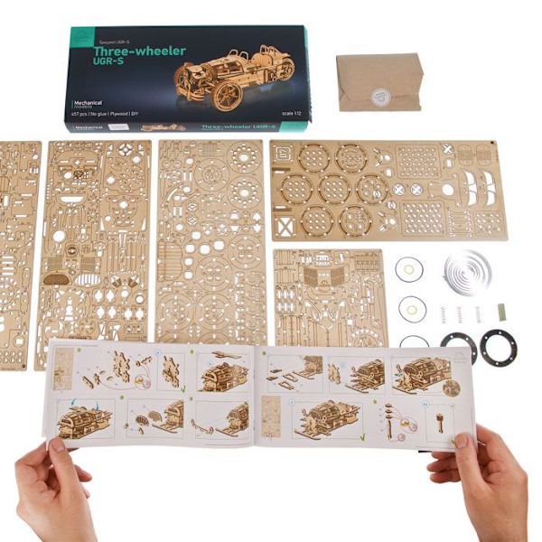 Trehjuling UGR-S - Ugears - 3D träpussel Beige