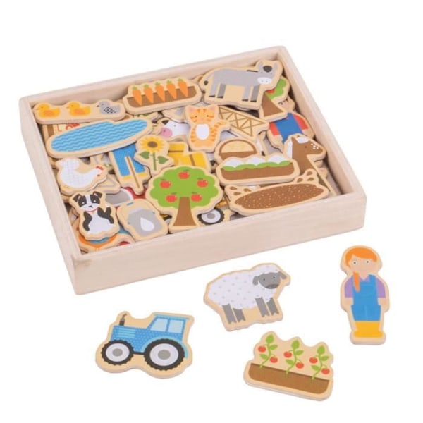 BigJigs - Leksaker för barn - Magneter för lantbruksfordon - TRAKTOR - Lantbruksfordon - Byggplatsfordon Beige