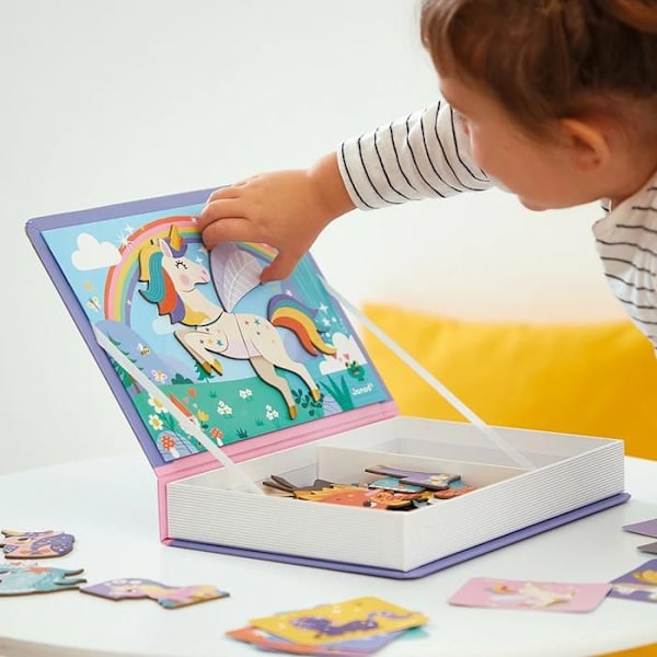 Magnéti'Book Unicorns - Magnetiskt utbildningsspel 44 magneter + 10 modeller - Barnleksak i FSC-kartong - Från 3 år Färgad