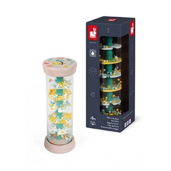 Musikalisk uppvaknande leksak - JANOD - Pure Wooden Rain Stick - För bebisar från 6 månader - Beige färg Beige