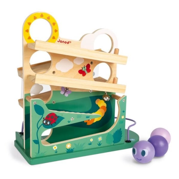 JANOD - Wooden Caterpillar Descender - Baby Development Toy - Idealisk för att utveckla observation och fingerfärdighet