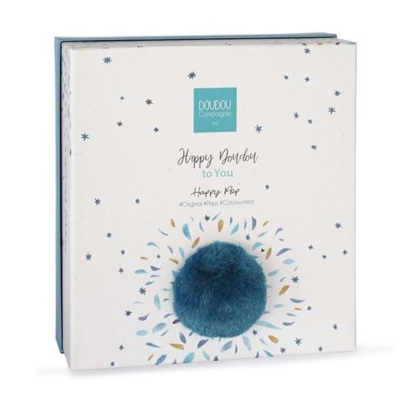 Doudou et Compagnie - Doudou Rabbit -25 cm - Vit / påfågelblå - Peacock Pompom Rabbit - Presentidé - Happy Pop - Happy Doudou To You blå anka