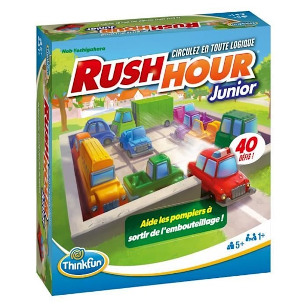 ThinkFun-Rush Hour Junior-Logikspel-Pussel-Trafikstockning-40 utmaningar 4 nivåer-1 spelare eller fler från 5 år gammal-Ravensburger-76604 Flerfärgad
