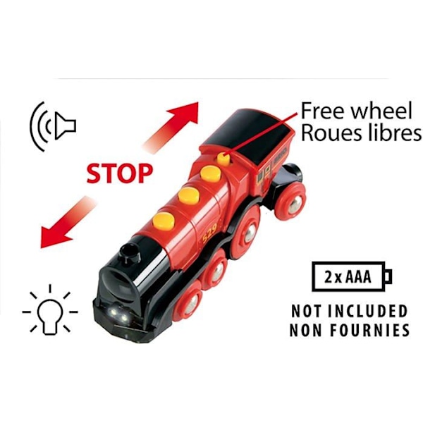 BRIO kraftfullt rött batteridrivet lokomotiv - tågkrets i trä - Ravensburger - från 3 år och uppåt - 33592 Flerfärgad