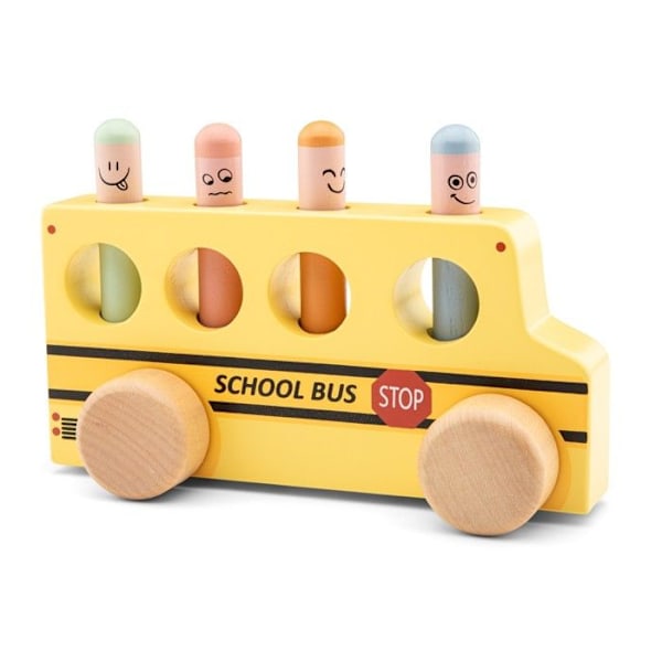 Pop-up Leksak - New Classic Toys - Skolbuss - Trä - 24 månader och uppåt - 1 spelare Gul