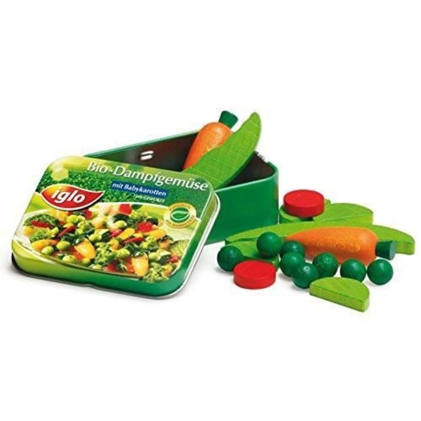 Erzi låtsaslek Trä livsmedelsbutik Merchandise Grönsaker Iglo In A Tin 18 st