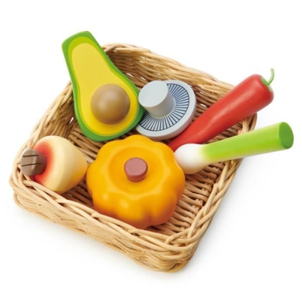 Grönsakskorg - Tender Leaf Toys - Wicker- och träimitationsspel för barn