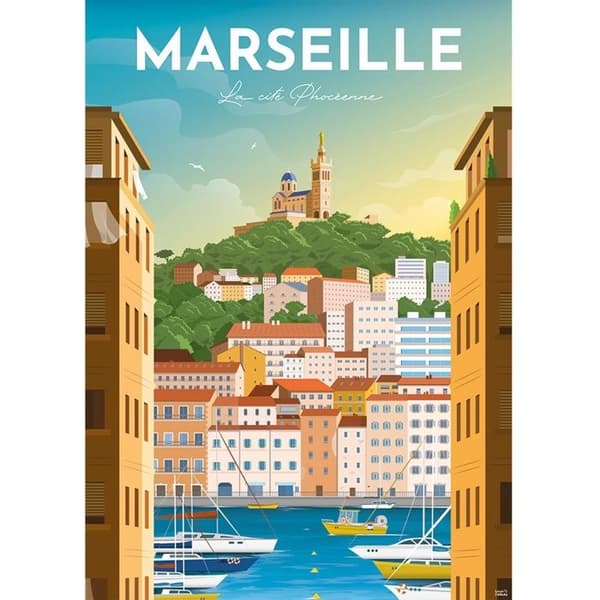 Puslespil 1000 brikker - Plakat Marseille Vit