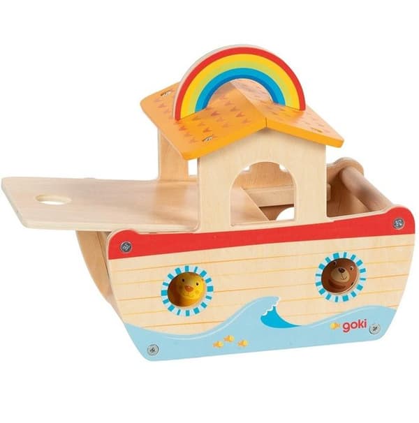 Trælegetøj - GOKI - Min lille Noahs Ark - 16 dyr - Til børn fra 3 til 6 år - Beige Beige