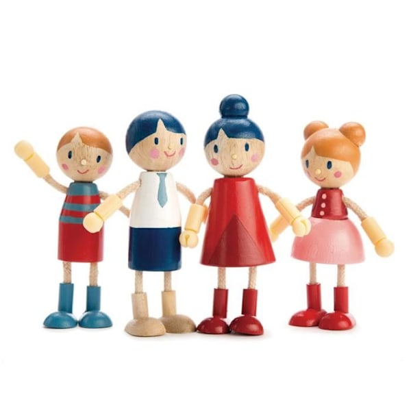 Tender Leaf Toys dockhus dockfamilj 4 stycken Flerfärgad