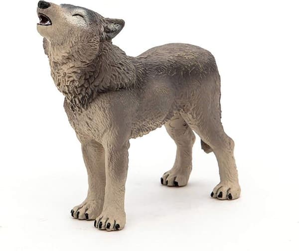Figurine Ulv Hylende Grå, beige och svart