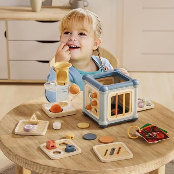 Cube multiactiviteter 10 i 1 i træ, Læringsspil, Fra 12 måneder, Topbright