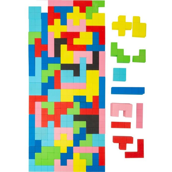 Tetris träpussel - LITEN FOT - 114 bitar - Geometriska mönster - Flerfärgad - Från 3 år Flerfärgad