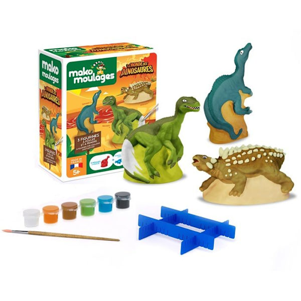 Dinosaurieformar - Mako Moulages - 3 figurer - Tillverkade i Frankrike - Från 5 år - Creative Kit Flerfärgad