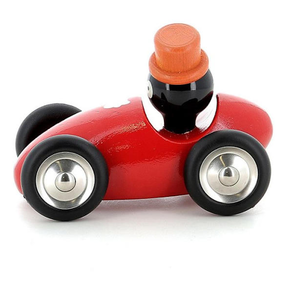 Puuauto "Boizoos" - René pingviini - Punainen - P 16 x L 10 x K 11 cm Röd