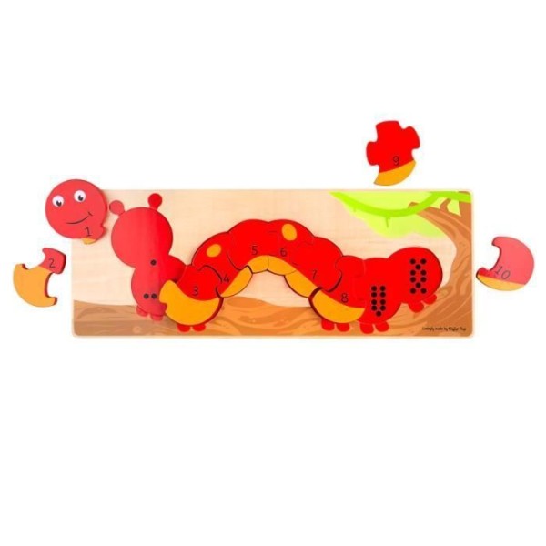Bigjigs Toys - Caterpillar Number Puzzle - BIGJIGS Röd