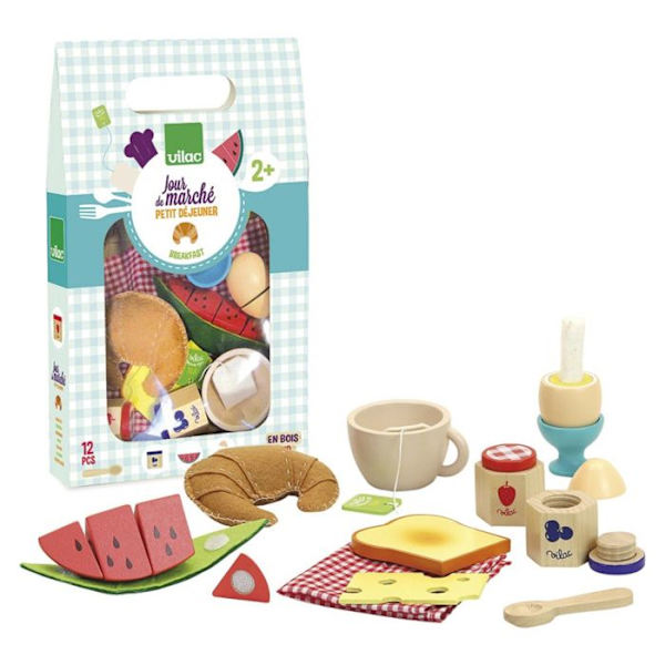 Market Day frukostset - VILAC - 3-6 år - Trä och filt - 12 stycken Flerfärgad