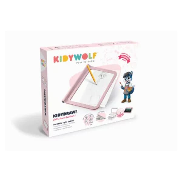 KIDYWOLF KIDYDRAW PRO Mode – Dubbelsidig Ljus Ritplatta för Barn 5+ Ros
