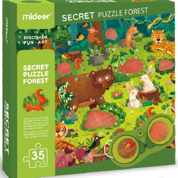 Puzzle Detektiv Metsä - MIDEER - Eläimet - 35 palaa - Lunttitasku