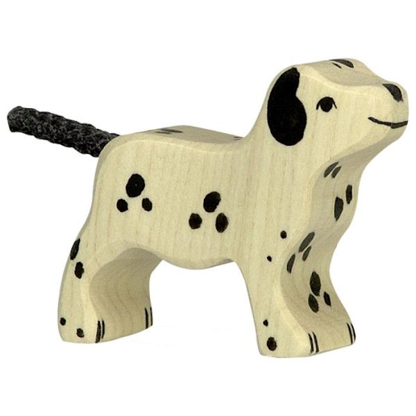 Käsintehty puinen HOLZTIGER Dalmatialainen seisova pieni - Maalaaminen käsin - Eurooppalainen valmistus Beige och svart