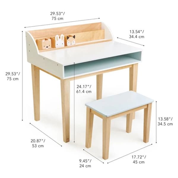Tender Leaf Toys - Børne skrivebord og stol - DAM beige