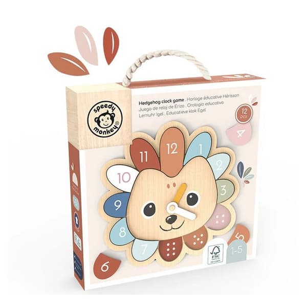 Koulutuskello Siili puusta - SPEEDY MONKEY - SP1047 - Beige - Alkaen 2 vuotta beige