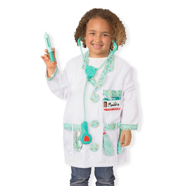 Lääkärin naamiointi Melissa & Doug - Lääkärin asusteet - 3-vuotiaille ja sitä vanhemmille lapsille - Lisävarusteet mukana
