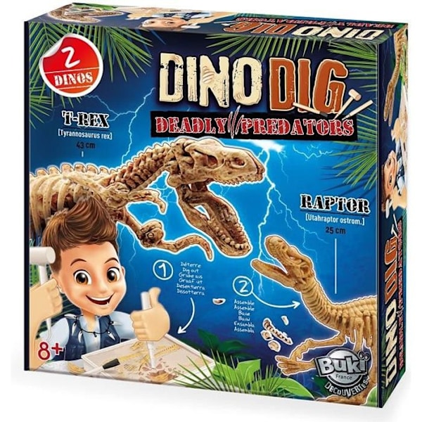 Dinosaurusten luurankojen kaivamis- ja kokoamispeli - BUKI FRANCE - Dino Dig - Sininen - Lapsi - Sekä pojille että tytöille
