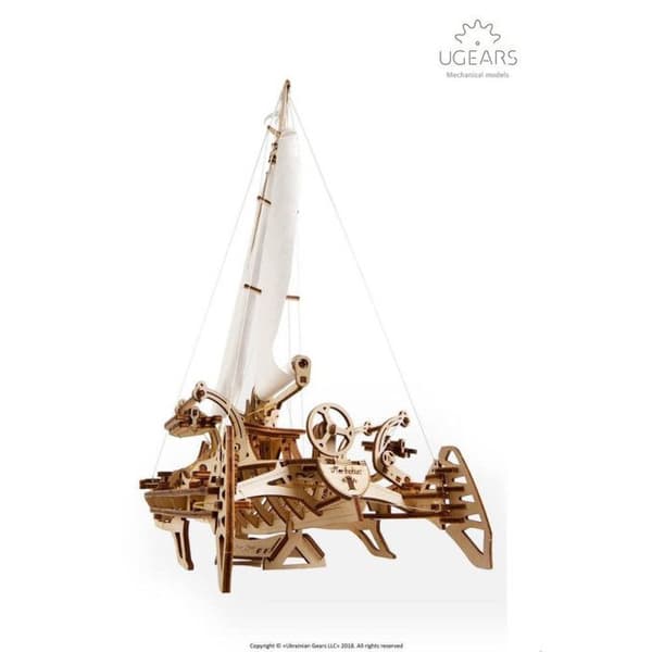Ugears 3D Puslespil Trimaran Merihobus træskib til modelbygning brun