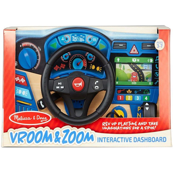 Melissa & Doug interaktiivinen Vroom & Zoom puinen ohjaamo juniori Blå, svart och beige