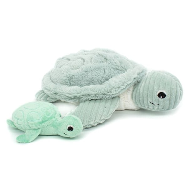 Peluche - Les Déglingos - Sauvenou - Jättesköldpadda - Baby ingår - 50 cm - Mintgrön Grön