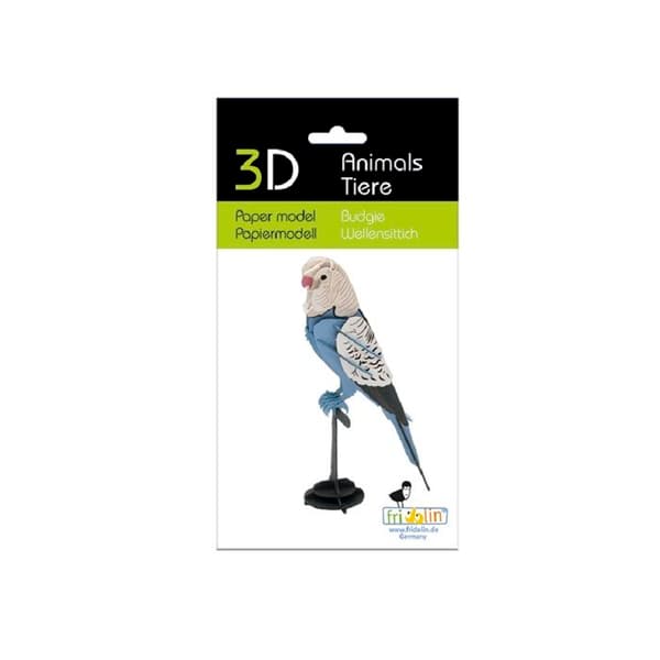 Fridolin - 3D-model i papir af Undulater Blå