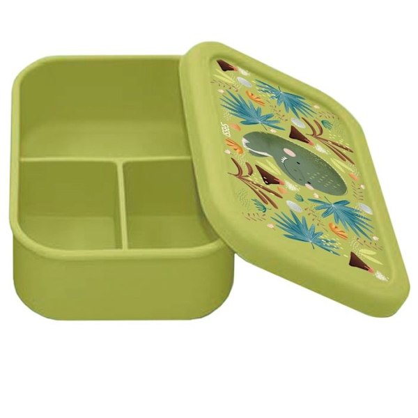 Lunchbox - Sassi Junior - Cracky the Dinosaur - Silicone - Green - 17,3 x 12 x 5,8 cm Grön