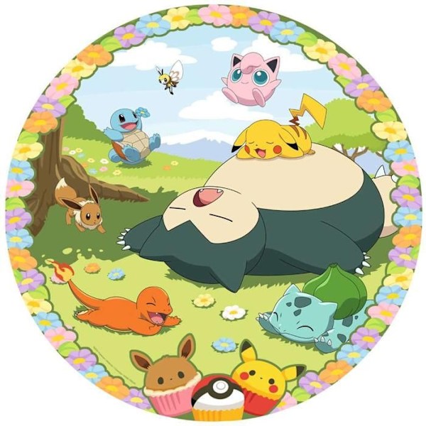 500 bitar runt pussel - Pokémon i blom Monivärinen