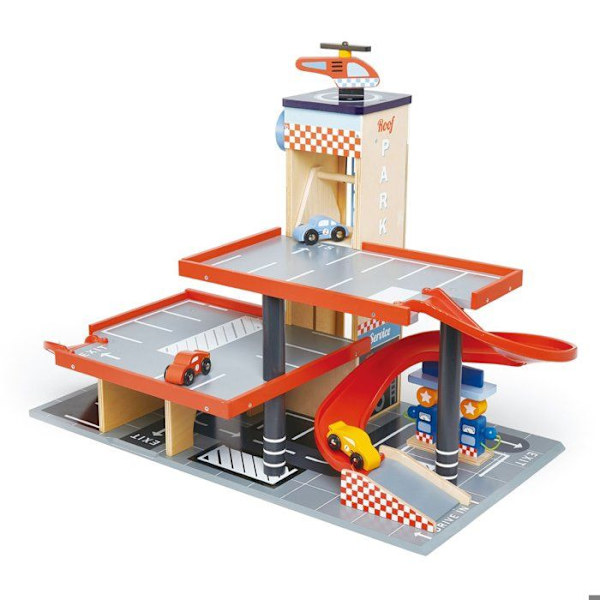 Bilgarage och junior träverkstad - Tender Leaf Toys - 5 stycken - Flerfärgad Flerfärgad