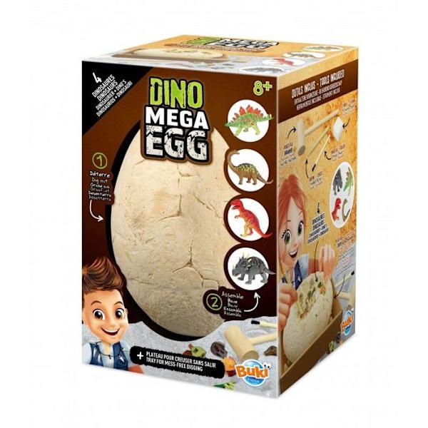 Dinosaur Dig Game - Buki - Mega Dino Egg - 4 Dinosaur Pussel - Verktyg ingår Flerfärgad