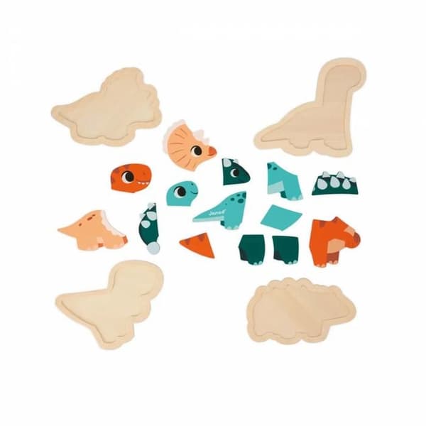 DINO - 4 EVOLVERENDE PUZZLER DINO Flerfärgad