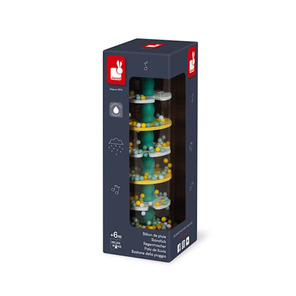 Musikalisk uppvaknande leksak - JANOD - Pure Wooden Rain Stick - För bebisar från 6 månader - Beige färg Beige