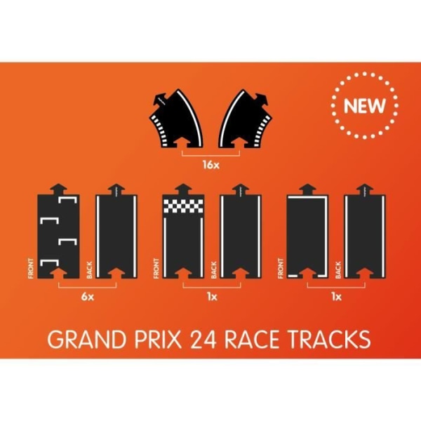Flexibel krets för bilar - Waytoplay - Grand Prix krets - 24 delar - Orange, blå, röd och svart