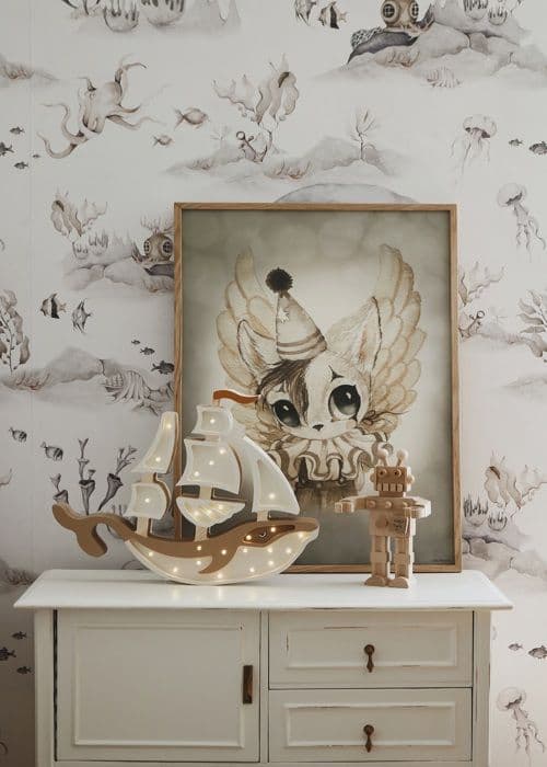 Little Lights - Brown Ship Nightlight Lamp Beige