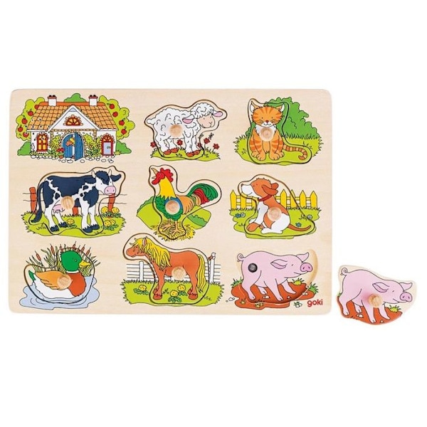 Farm Animals Puzzle - GOKI - Mindre än 100 bitar - Baby - Från 12 månader Flerfärgad