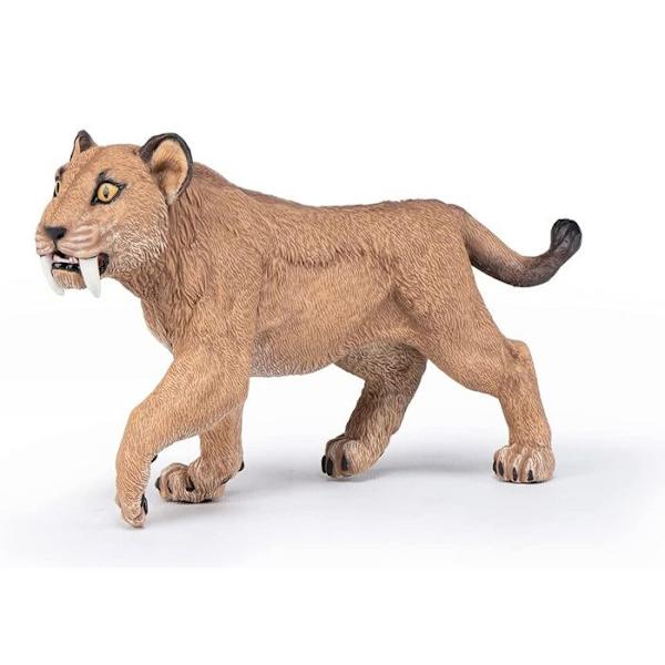 Esihistoriallinen figuriini: nuori Smilodon Beige, vit och brun