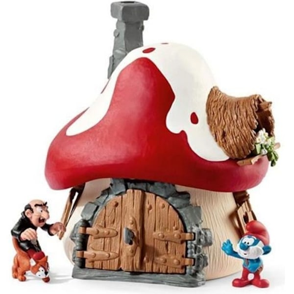 Schleich-hahmo - Smurffien talo kahdella hahmolla - Smurffi ja Gargamel Flerfärgad