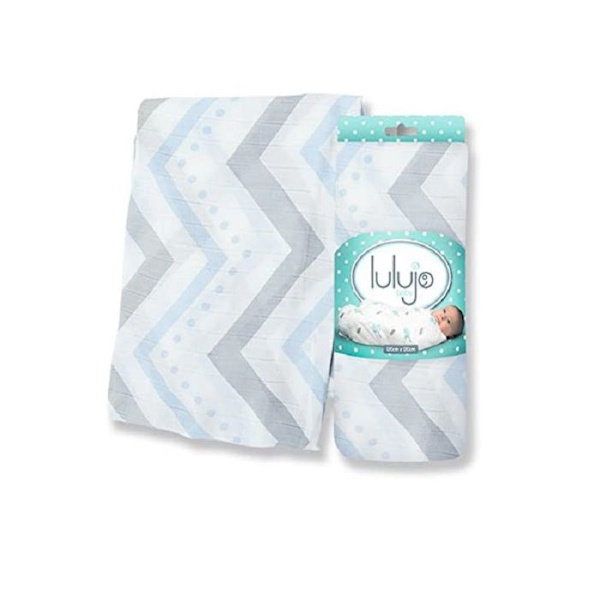 Lulujo bambu swaddle - Blå chevron - 120x120 cm - Pojke Vit