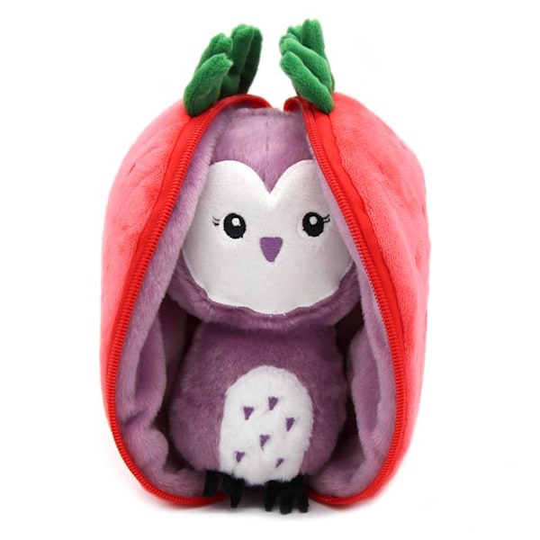 Pehmo - Les Déglingos - Flipetz Chouette Fraise - 2 in 1 - Punainen - 15 x 11 x 22 cm Röd