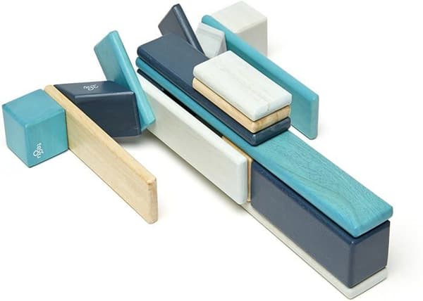 24 delar Tegu magnetiskt träblockset, Blues Blå