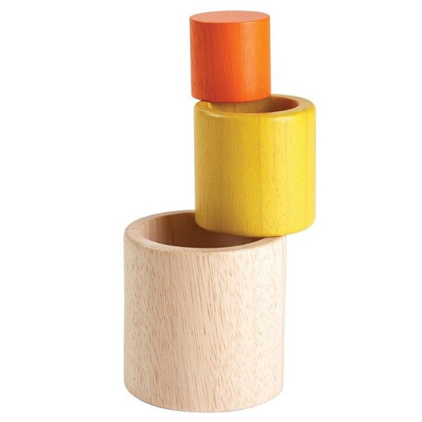 Plan Toys - Kasaumat sylinterit - TROUSSELIER Beige, gul och orange
